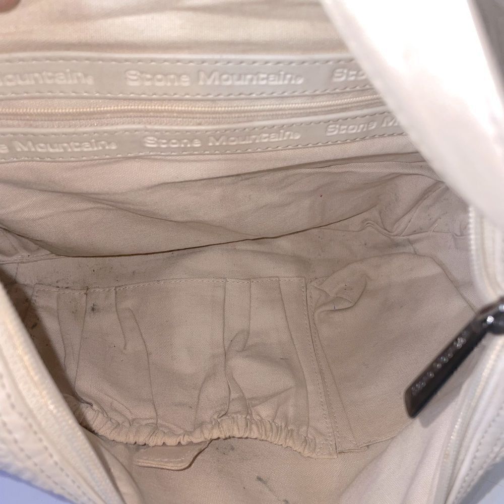 Stone Mountain Embossed Signature Leather Shoulder Bag Beige Large - Picture 8 of 8